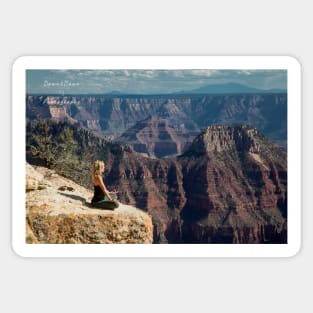 A woman atthe Grand  Canyon Sticker